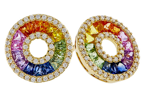 A301-93943: EARRINGS 2.10 MULTI-COLOR SAPP 2.37 TGW