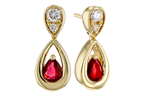 A301-93952: EARRINGS .40 RUBY .52 TGW (4x3 RUBY)