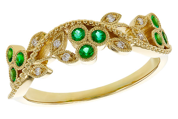 G301-99370: LDS WED RG .17 EMERALD TW .23 TGW