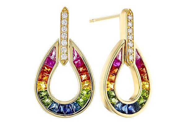L301-93942: EARRINGS 1.18 MULTI-COLOR SAPP 1.25 TGW