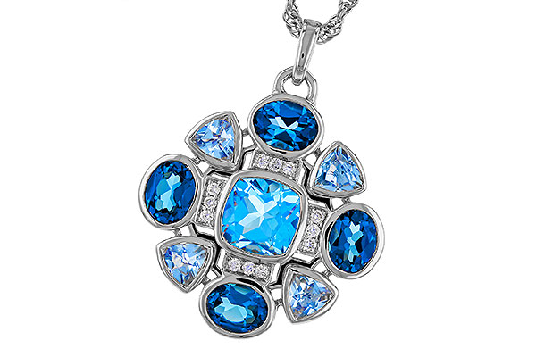 M301-93915: NECKLACE 3.19 TW BLUE TOPAZ 3.25 TGW